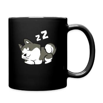 Lazy Husky Dog Sleeping Siberian Husky - Mug uni - noir - Droite