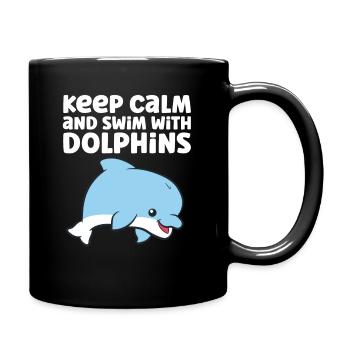 Delphin Ozean Meer Ruhe bewahren und schwimmen - Tasse einfarbig - Schwarz - Rechts