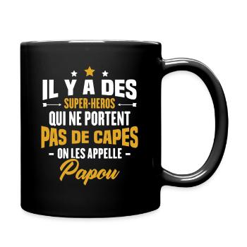 Papou super héros cadeau grand-père - Mug uni - noir - Droite