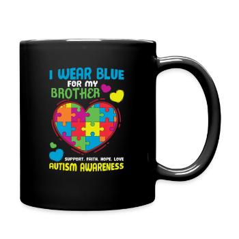 I Wear Blue For My Brother Autism Awareness - Full Colour Mug - black - Right