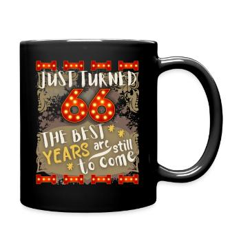 66. Geburtstag 66 Jahre alt Vintage-Design, Spruch - Tasse einfarbig - Schwarz - Rechts