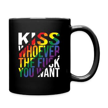 Kiss Whoever The Fuck You Want LGBTQ Pride - Full Colour Mug - black - Right