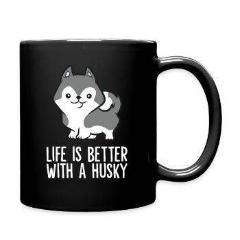 La vie est meilleure avec un Husky Sibérien - Mug uni - noir - Droite
