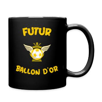 Humour cadeau naissance football futur ballon d'or - Mug uni - noir - Droite