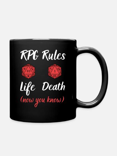 RPG-Regeln: Unterschied zwischen Leben und Tod - Tasse einfarbig - Schwarz