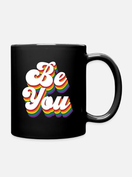 Be You Gay Pride Gay CSD Rainbow - Full Colour Mug - black