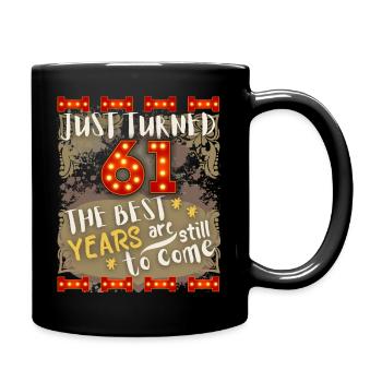61. Geburtstag 61 Jahre alt Vintage-Design, Spruch - Tasse einfarbig - Schwarz - Rechts