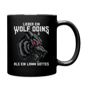 Lieber ein Wolf Odins als ein Lamm Gottes - Tasse einfarbig - Schwarz - Rechts