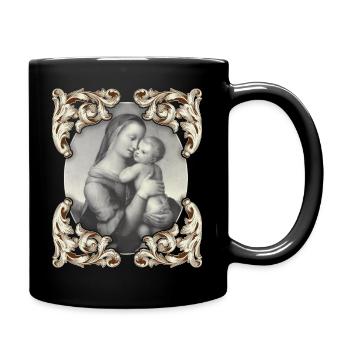 Mutter-Maria, Mother-Mary mit Jesuskind, Christus - Tasse einfarbig - Schwarz - Rechts