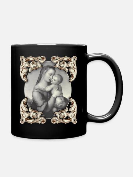 Mutter-Maria, Mother-Mary mit Jesuskind, Christus - Tasse einfarbig - Schwarz