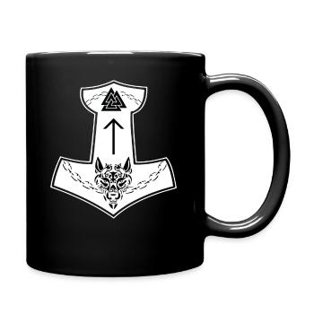 Wikinger Zeichen Fenrir Fenriswolf Wolf Kind Loki - Tasse einfarbig - Schwarz - Rechts