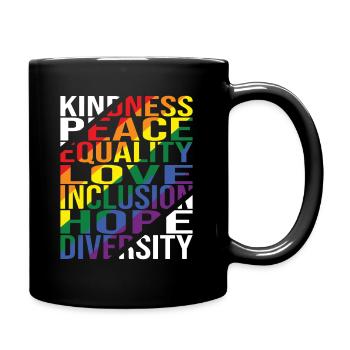 Gentillesse Paix Égalité Amour Inclusion Espoir Plongeurs - Mug uni - noir - Droite