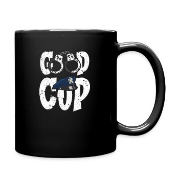Un policier présente un agent d’application de la loi de la police - Mug uni - noir - Droite