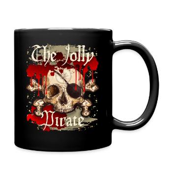 Piraten-Schädel, Totenkopf Skull Piraten, Blut - Tasse einfarbig - Schwarz - Rechts