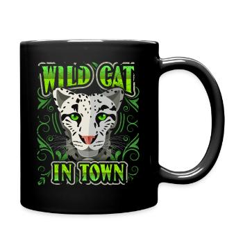 Chat sauvage, dicton drôle, panthère lion tigre - Mug uni - noir - Droite