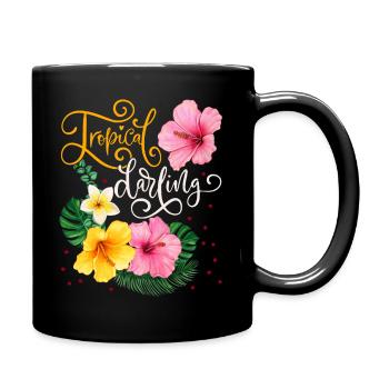 Fleurs tropicales, Tropical Darling, Calligraphie - Mug uni - noir - Droite