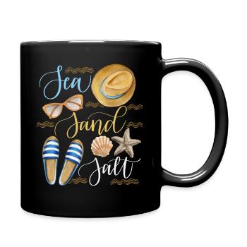 Mer-Sable-Sel, vacances à la mer, plage, dicton - Mug uni - noir - Droite