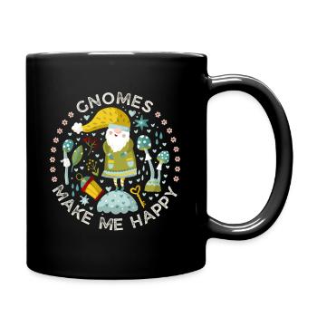 Gnom, Gnome-Leprechaun Happy-Gnome lustiger Spruch - Tasse einfarbig - Schwarz - Rechts
