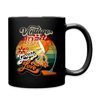 Vintage-1970, Retro-70er Jahre, Groovy-Love Spruch - Tasse einfarbig - Schwarz - Rechts