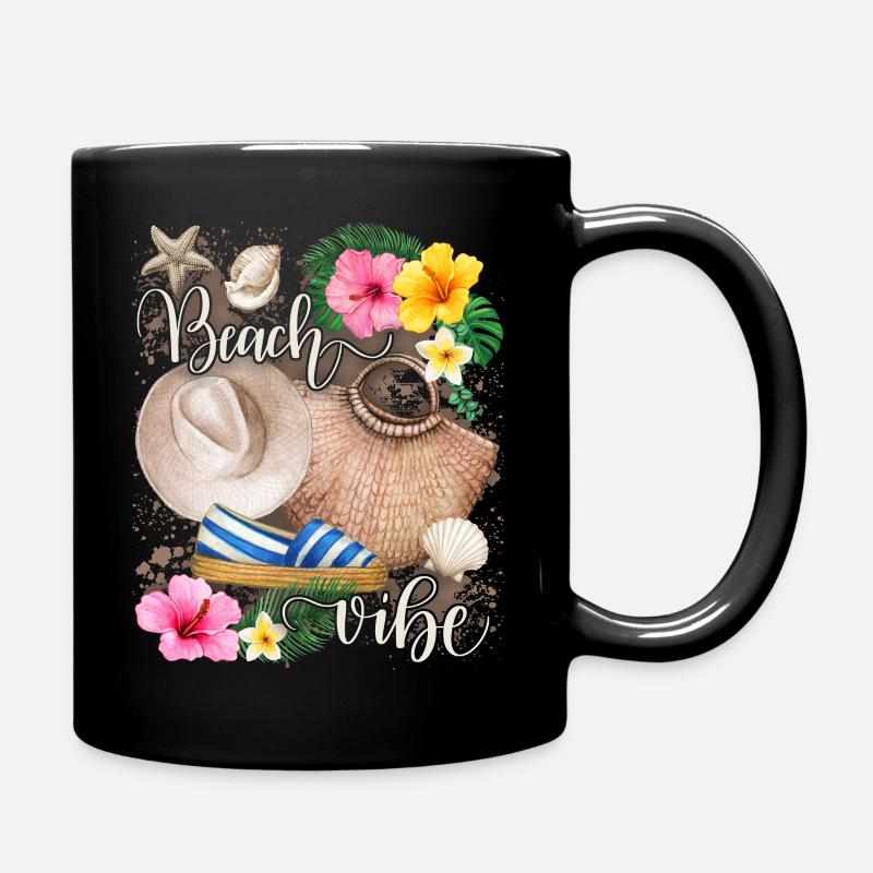 Urlaub am Meer, Strand, Beach-Vibe Espadrilles - Tasse einfarbig - Schwarz