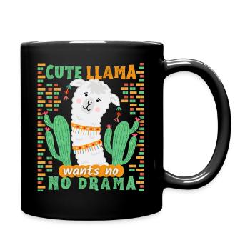 Süßes-Lama, Lama-Drama, lustiger Spruch - Tasse einfarbig - Schwarz - Rechts
