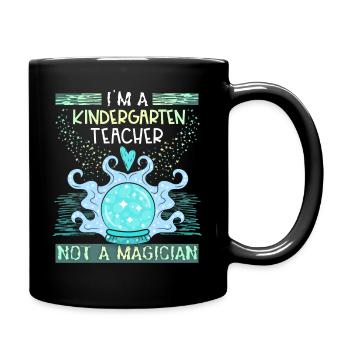 Kindergarten teacher, kindergarten teacher funny saying - Full Colour Mug - black - Right
