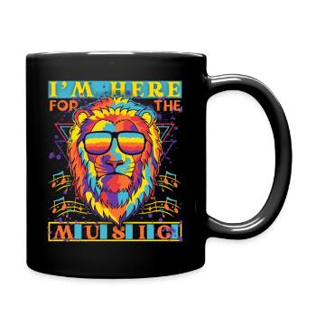 Lion music, 1980s, 80s retro saying - Full Colour Mug - black - Right