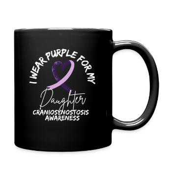 Craniosynostosis Awareness Purple Ribbon Support - Full Colour Mug - black - Right