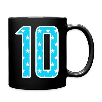 10 Zahl Trikotnummer Team - Tasse einfarbig - Schwarz - Rechts
