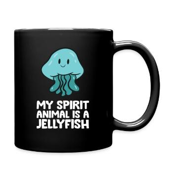 Quallenliebhaberin Mein Seelentier ist eine Qualle - Tasse einfarbig - Schwarz - Rechts
