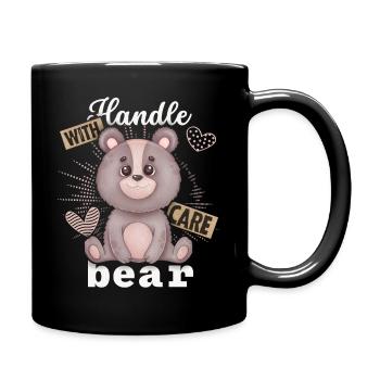 Lustiger Bär, Teddybär, lustiger Spruch Bärchen - Tasse einfarbig - Schwarz - Rechts