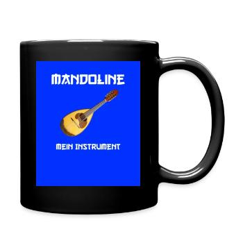 Mandoline Mein Instrument (blauer Hintergrund) - Tasse einfarbig - Schwarz - Rechts