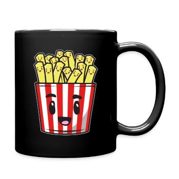 Pommes Frites Pommes mit Ketchup Drama Pommestüte - Tasse einfarbig - Schwarz - Rechts