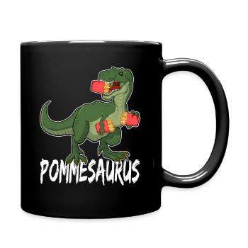 Pommesaurier Pommes Frites Dinosaurier T Rex Fritt - Tasse einfarbig - Schwarz - Rechts