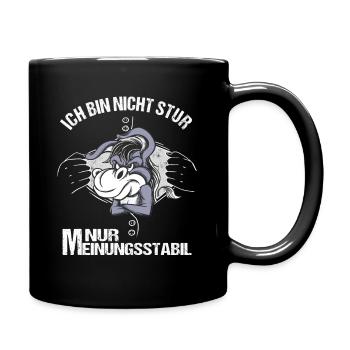 Ich bin nicht stur nur Meinungsstabil Esel Bauer - Tasse einfarbig - Schwarz - Rechts