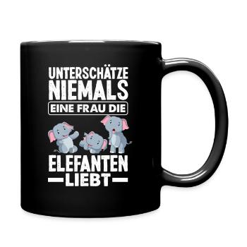 Elefant Frau Liebe - Tasse einfarbig - Schwarz - Rechts