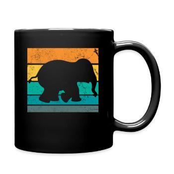 Retro Elefant - Tasse einfarbig - Schwarz - Rechts