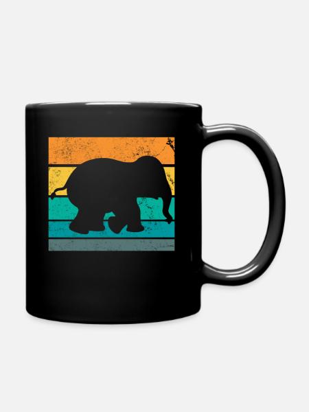 Retro Elefant - Tasse einfarbig - Schwarz