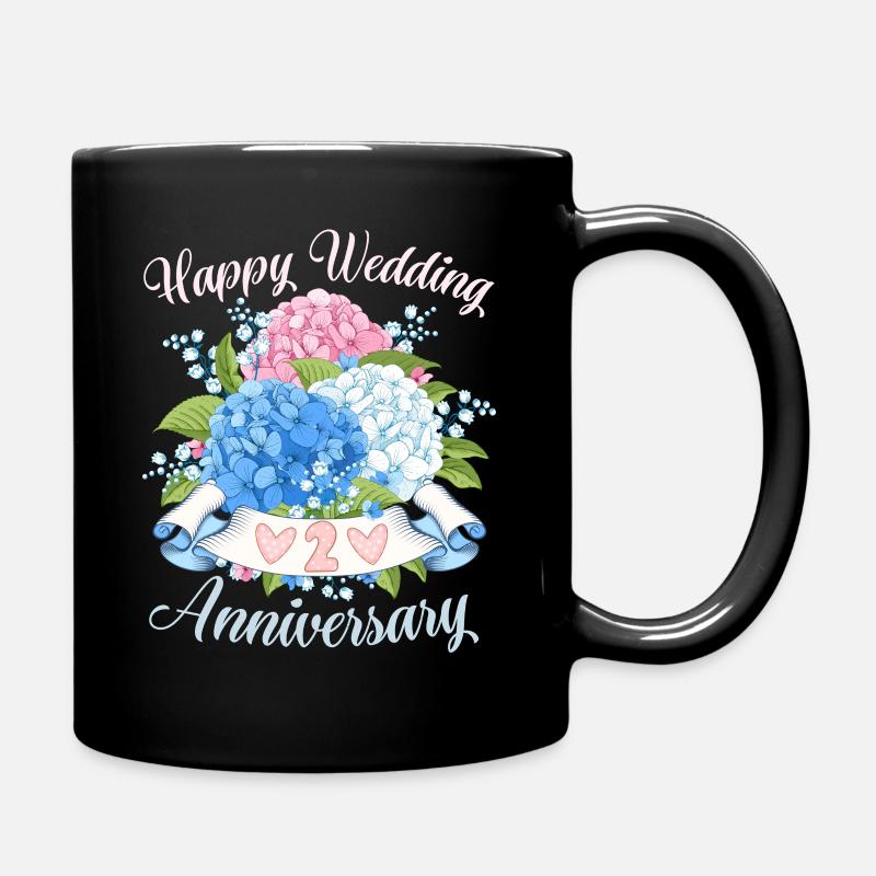 Hochzeitstag Alles Gute Glückwunsch mit Hortensien - Tasse einfarbig - Schwarz