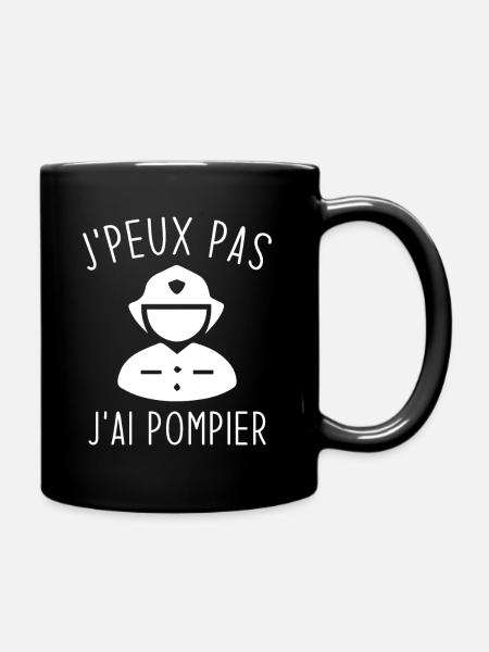 Je peux Pas J'ai Pompier - Mug uni - noir