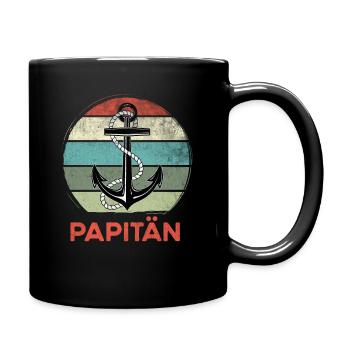 Papitän werdender Papa 2021 Vater Spruch Geschenk - Tasse einfarbig - Schwarz - Rechts