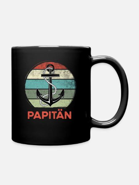 Papitän werdender Papa 2021 Vater Spruch Geschenk - Tasse einfarbig - Schwarz