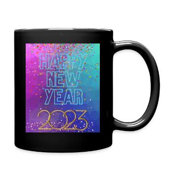 Happy New Year 2023 - Tasse einfarbig - Schwarz - Rechts