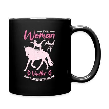 Pferdesport Voltigieren Voltigierer Reiten - Tasse einfarbig - Schwarz - Rechts