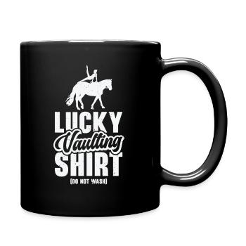 Pferdesport Voltigieren Funny Lucky Riding Reiten - Tasse einfarbig - Schwarz - Rechts