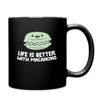 Französisches Macaron-Dessert Das Leben ist - Tasse einfarbig - Schwarz - Rechts