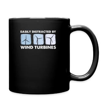 Easily Distracted By Wind Turbines Funny Wind Turbine - Full Colour Mug - black - Right