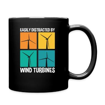 Easily Distracted By Wind Turbines, Wind Turbine Park - Full Colour Mug - black - Right