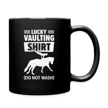 Pferdesport Voltigieren Funny Lucky Riding Reiten - Tasse einfarbig - Schwarz - Rechts