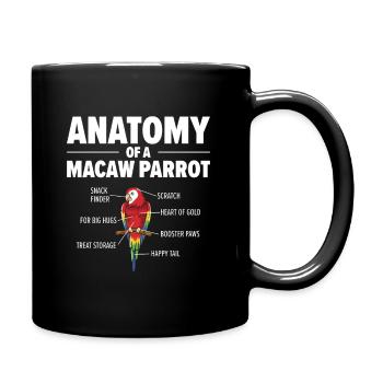 Macaw Anatomy Birdwatching Parrot Bird Lover - Full Colour Mug - black - Right